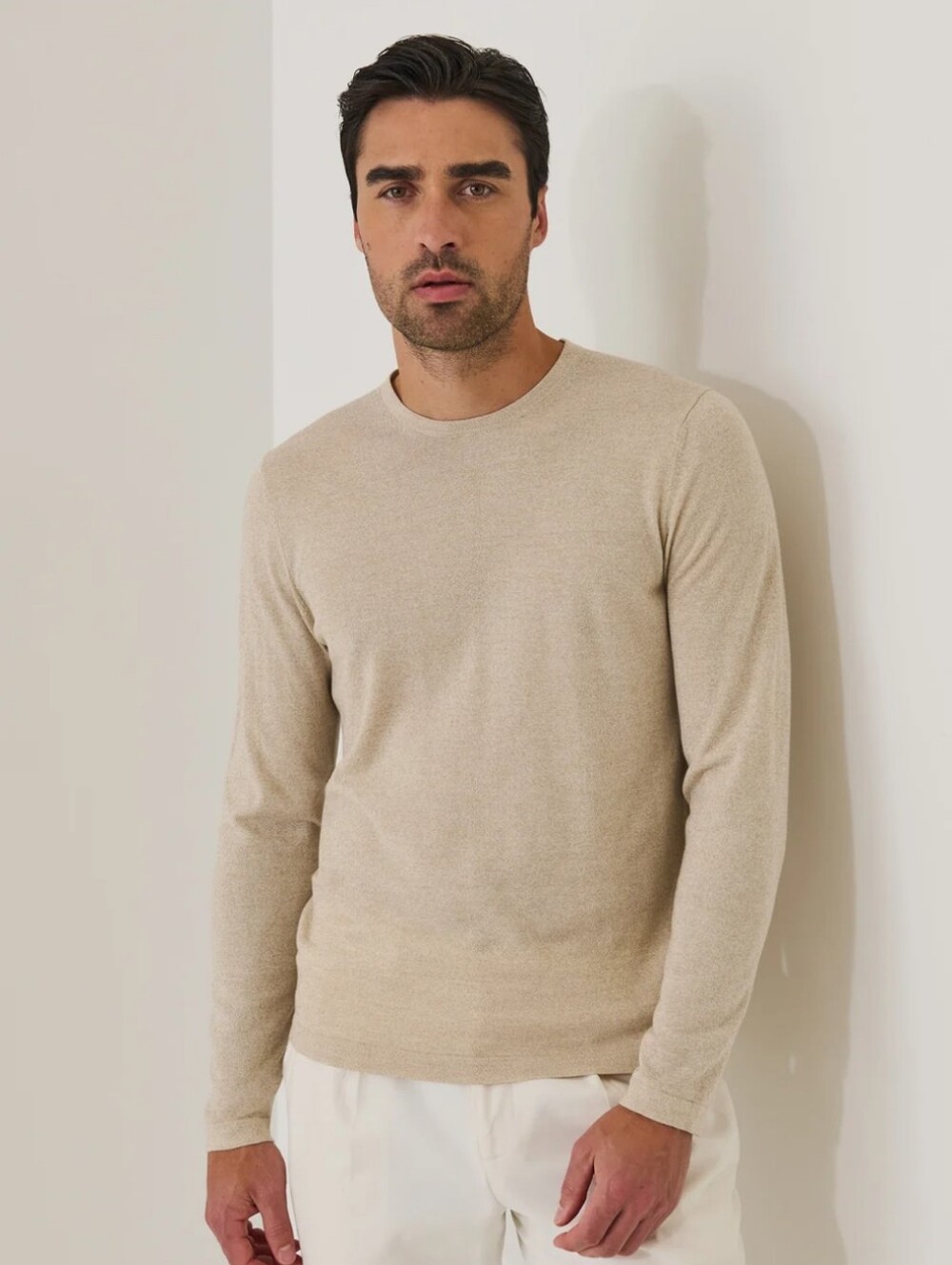 Patrick Assaraf Cotton-Cupro Long Sleeve Crewneck